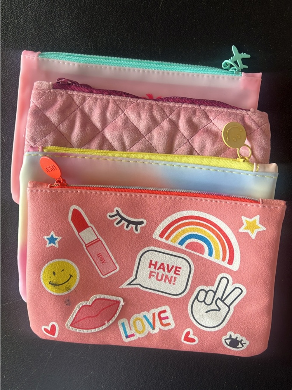 Kids Pink Sticker Zip Pouch Set – Fun Multicolor Design